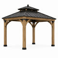 Holzpavillon mit Metalloberteil Schwarz/Braun