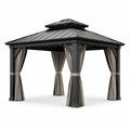 Metallpavillon mit Polyester-Vorhängen 300x300 cm in Schwarz und Grau