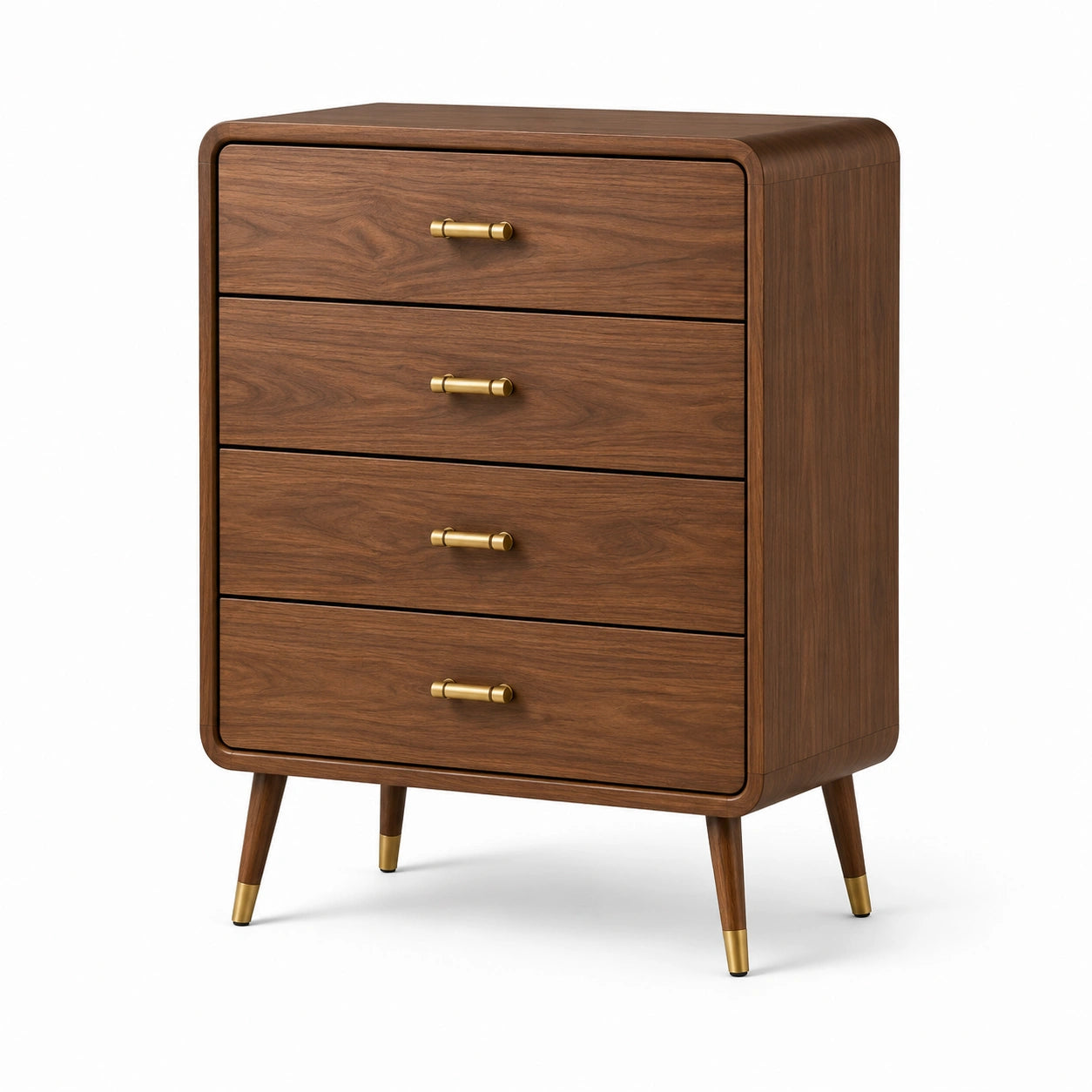 Kommode aus Walnussholz mit 4 Schubladen Braun 90cm