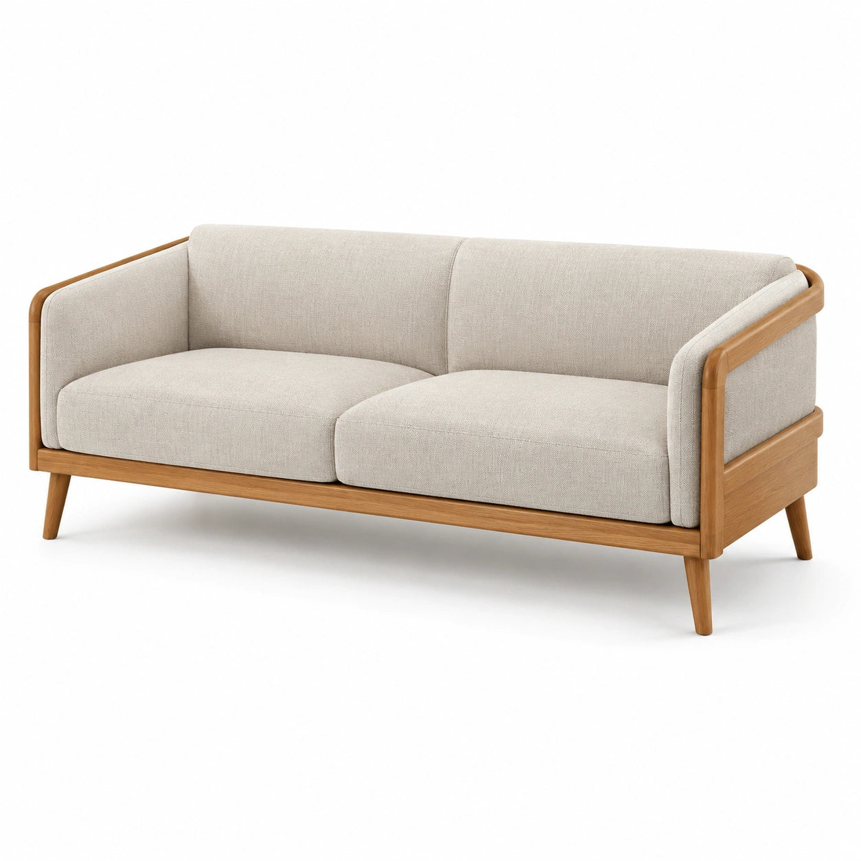 2-Sitzer Sofa Holz und Stoff Beige 190cm