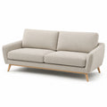3-Sitzer Sofa Stoff Beige mit Eichenholzrahmen