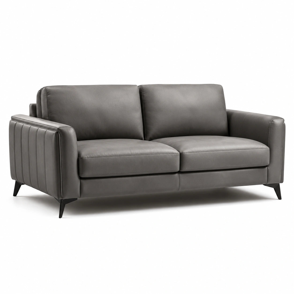 Zweisitzer-Sofa aus Leder in Dunkelgrau 200cm