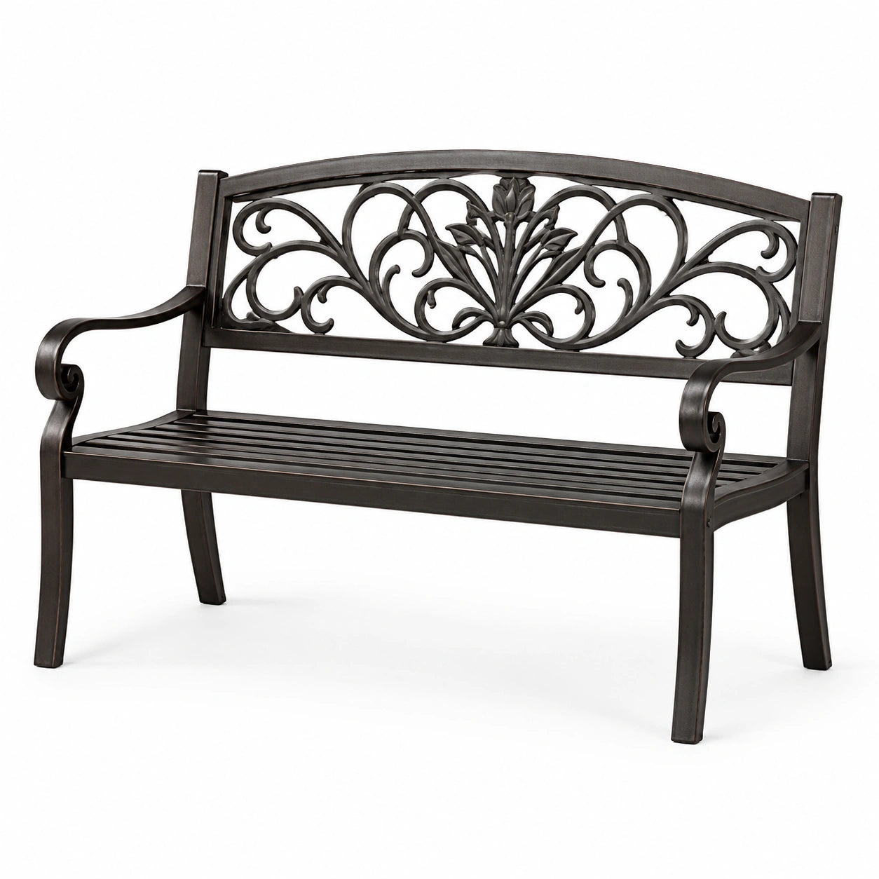 Gartenbank aus Aluminium mit Gussmuster Schwarz