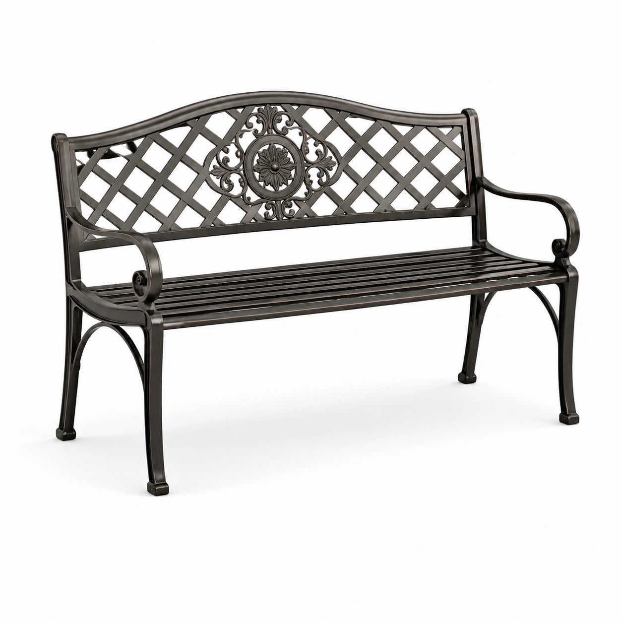Gartenbank aus Aluminium, 130 cm, Schwarz