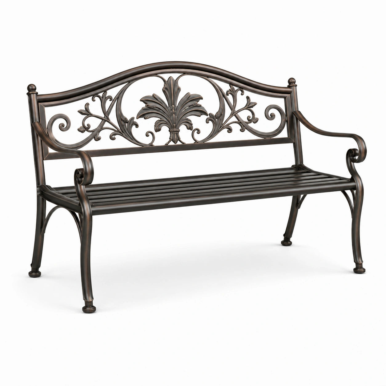 Gartenbank Aluminium Bronze Verzierungen 128cm
