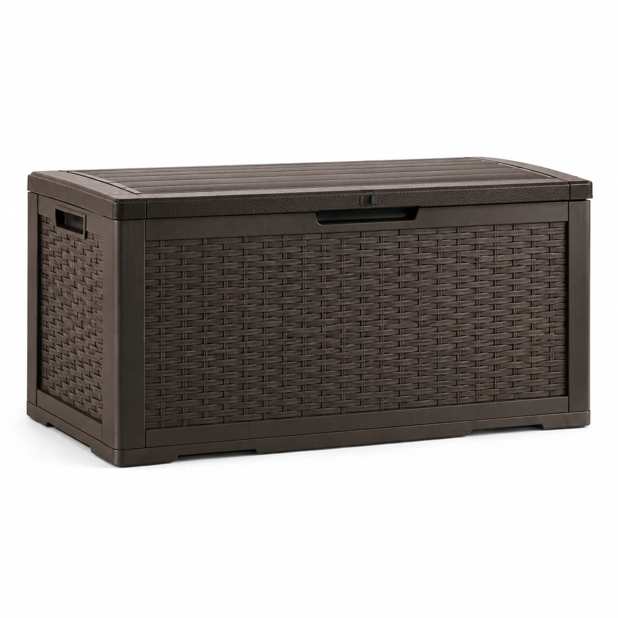 Gartenbox aus Kunststoff in Rattanoptik, Braun, 117 cm