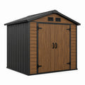 Metall Gartenhaus mit Holzoptik und Satteldach 213x191x215 cm Braun/Schwarz