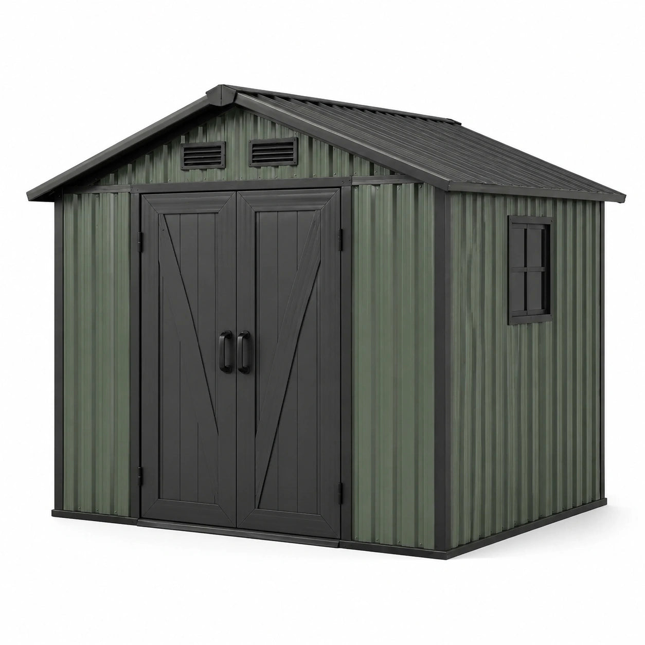 Metall Gartenhaus aus verzinktem Stahl 184 x 124 x 190 cm Grün/Schwarz