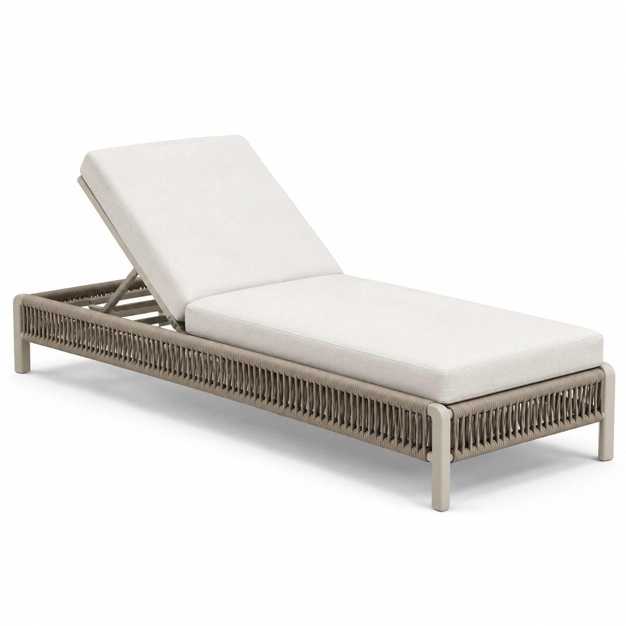 Liegestuhl aus Aluminium und Polyrattan Beige 200x65x35 cm