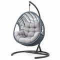 Hängesessel Rattan Stahl Polyester Grau Ø100 cm